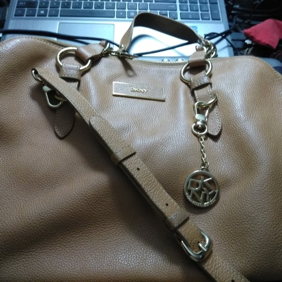 DKNY PEBBLE LEATHER ZIP ZIP SATCHEL HANDBAG - Picture 5 of 6